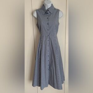 Talbots Blue and White Gingham Midi Dress